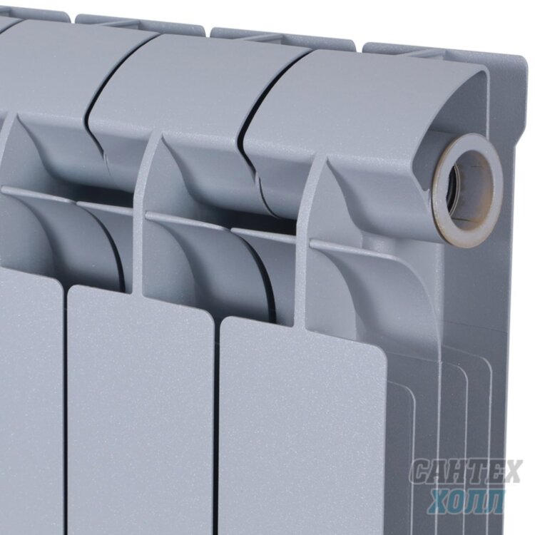 Global STYLE PLUS 500 4 секции радиатор биметаллический боковое подключение (цвет cod.08 grigio argento opaco metallizzato 2676 (серый))