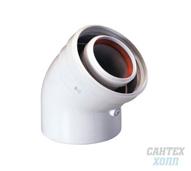 Baxi Коаксиальный отвод полипропиленовый 45°, диам. 80/125 мм, HT